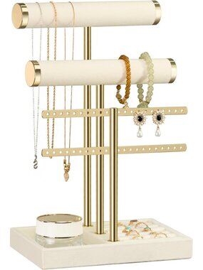 3 Tier Bracelet Holder Display Detachable T Bar Beige Velvet Bracelet